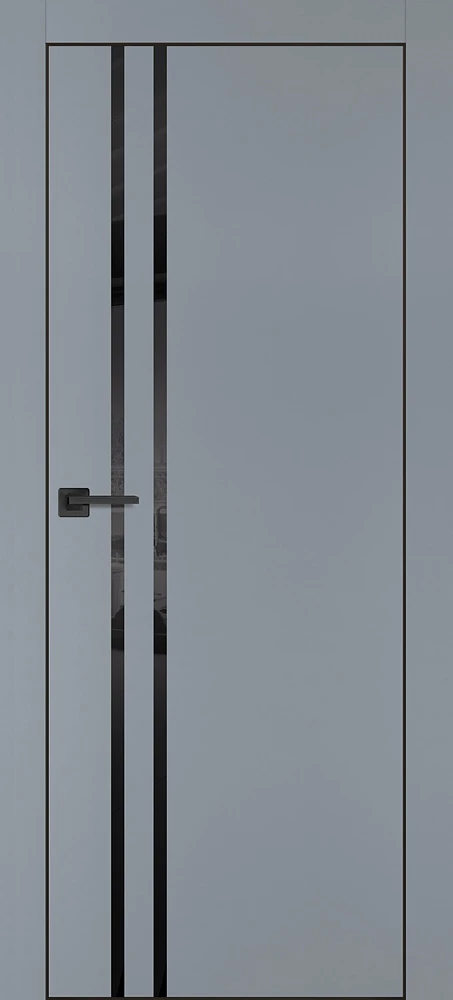 Фото Межкомнатная дверь PX-11  черная кромка с 4-х ст. Серый матовый