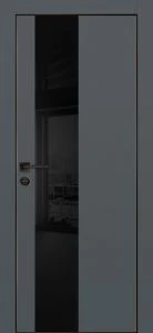 Межкомнатная дверь PX-6 черная кромка с 4-х ст. Графит матовый